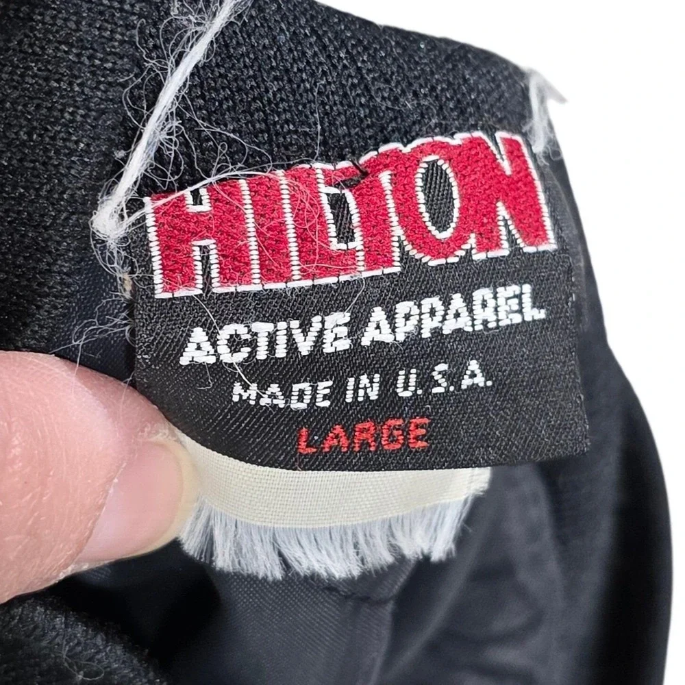 Vintage Hilton‎ CSX Transportation Satin Bomber Jacket Mens Large Black USA Made